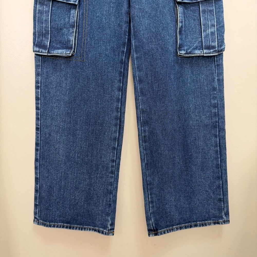 NWT Self Portrait Cargo Jean Wide Leg Denim Size 4 - Picture 5 of 12